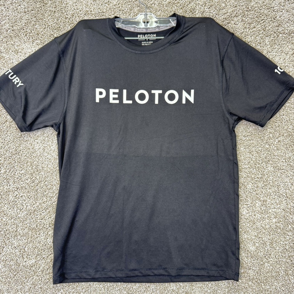 Peloton T-Shirt Mens Small Century 100 Club Black Graphic Performance EUC